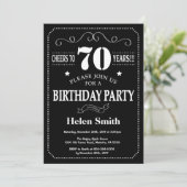 70e verjaardag zwart-wit karton kaart (Staand voorkant)