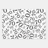 70e verjaardag zwart/wit Random Number Pattern 70 Inpakpapier Vel (Voorkant 3)