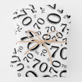 70e verjaardag zwart/wit Random Number Pattern 70 Inpakpapier Vel (In situ)
