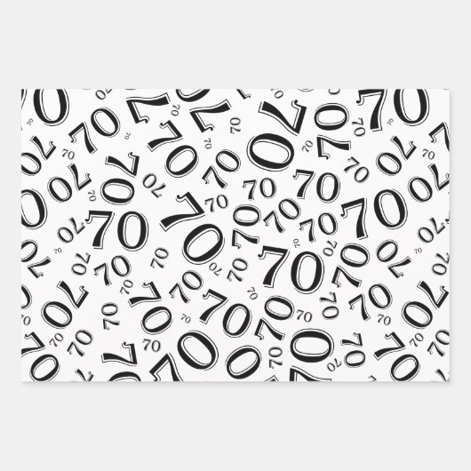 70e verjaardag zwart/wit Random Number Pattern 70 Inpakpapier Vel (Voorkant)