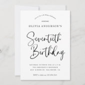 70e verjaardag | Zwart-wit typografie Kaart (Voorkant)