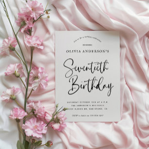 70e verjaardag   Zwart-wit typografie Kaart