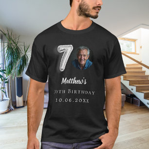 70e verjaardag zwart zilver foto t-shirt