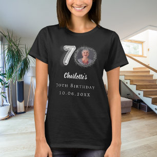 70e verjaardag zwart zilver foto t-shirt