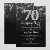 70e verjaardag - Zwart Zilver Kaart (Voorkant / Achterkant)