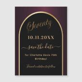 70e verjaardag zwarte bordeaux Save the Date magne (Voorkant)