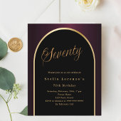 70e verjaardag zwarte Bourgondische gouden boog ui