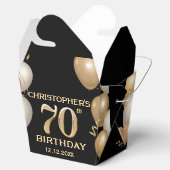 70e verjaardag Zwarte en gouden ballonnen Bedankdoosjes (Geopend)