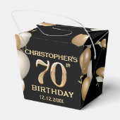 70e verjaardag Zwarte en gouden ballonnen Bedankdoosjes (Achterkant)