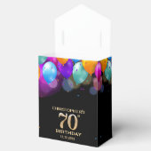 70e verjaardag Zwarte en gouden ballonnen Bedankdoosjes (Geopend)
