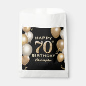 70e verjaardag Zwarte en gouden ballonnen Bedankzakje (Voorkant)