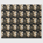 70e verjaardag zwarte en gouden ballonnen cadeaupapier (Vlak)
