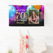 70e verjaardag Zwarte en gouden ballonnen Foto Spandoek (Insitu)