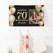 70e verjaardag Zwarte en gouden ballonnen Foto Spandoek (Insitu)