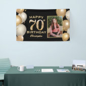 70e verjaardag Zwarte en gouden ballonnen Foto Spandoek (Beurs)