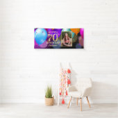 70e verjaardag Zwarte en gouden ballonnen Foto Spandoek (Insitu)