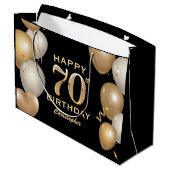 70e verjaardag Zwarte en gouden ballonnen Groot Cadeauzakje (Achterkant Gekanteld)