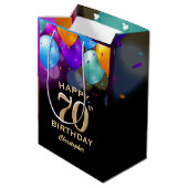 70e verjaardag Zwarte en gouden ballonnen Medium Cadeauzakje (Achterkant Gekanteld)