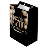 70e verjaardag Zwarte en gouden ballonnen Medium Cadeauzakje (Achterkant Gekanteld)
