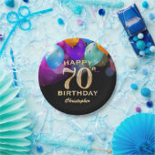 70e verjaardag Zwarte en gouden ballonnen Papieren Bordje (Feest)