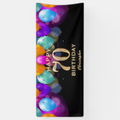 70e verjaardag Zwarte en gouden ballonnen Spandoek (Verticaal)