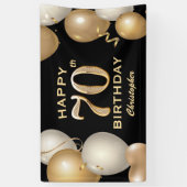 70e verjaardag Zwarte en gouden ballonnen Spandoek (Verticaal)