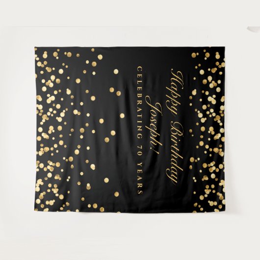 70e verjaardag, zwarte en gouden fotograaf wandkleed (Voorkant (horizontaal))