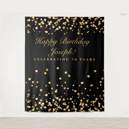 70e verjaardag, zwarte en gouden fotograaf wandkleed (Voorkant)