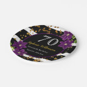 70e verjaardag | Zwarte en gouden glitter Papieren Bordje (Gekanteld)