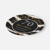 70e verjaardag | Zwarte en gouden glitter Papieren Bordje (Gekanteld)