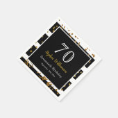 70e verjaardag | Zwarte en gouden glitter Servet (Hoek)