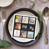 70e verjaardag zwarte foto collage naam servet