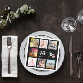 70e verjaardag zwarte foto collage naam servet