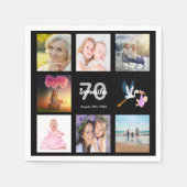 70e verjaardag zwarte foto collage naam servet (Voorkant)