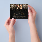 70e verjaardag zwarte glitter budget behalve datum flyer (Hand)