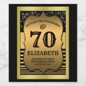 70e verjaardag Zwarte & Gold-standaarden Wijn Etiket (Enkel label)