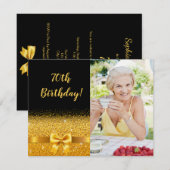 70e verjaardag zwarte gouden aangepaste foto elega kaart (Voorkant / Achterkant)