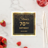 70e verjaardag zwarte gouden confetti naam man servet (Insitu)