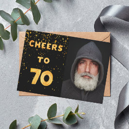 70e verjaardag zwarte gouden fotografen kaart
