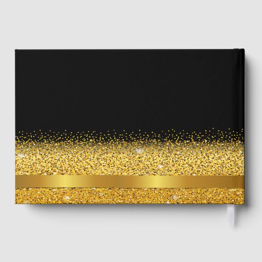70e verjaardag zwarte gouden klassieke elegantie gastenboek (Achterkant)
