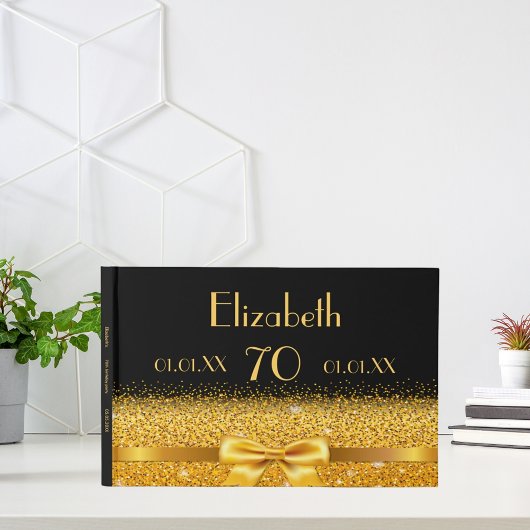 70e verjaardag zwarte gouden klassieke elegantie gastenboek