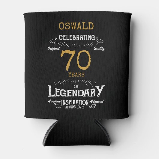70e verjaardag zwarte gouden Legendaire foto Blikjeskoeler (Voorkant)