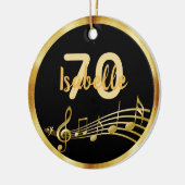 70e verjaardag zwarte gouden muzieknoten naam keramisch ornament (Links)