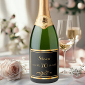 70e verjaardag zwarte gouden naam klassiek sparkling wijnetiket