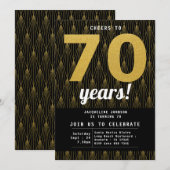 70e verjaardag zwarte goudfeest kaart (Voorkant / Achterkant)