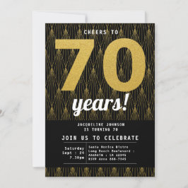 70e verjaardag zwarte goudfeest kaart