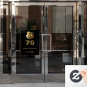 70e verjaardag zwarte goudluipaard naamscript raamsticker (Kantoordeur)