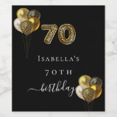 70e verjaardag zwarte goudluipaard wijn etiket (Enkel label)