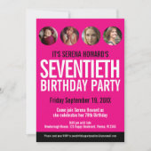 70e verjaardag zwarte witte roze fotocirkels kaart (Voorkant)