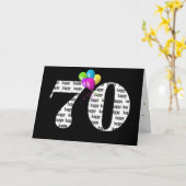 70e verjaardagsballon bouquet kaart (Gele Bloem)